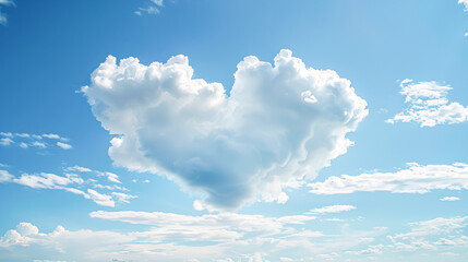 A heart-shaped cloud in a clear blue sky, illustrating a whimsical and natural expression of love - Powered by Adobe
