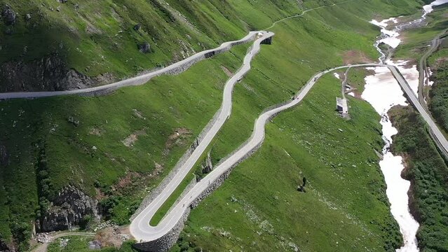 Aerial view of passo dello stelvio mountain pass