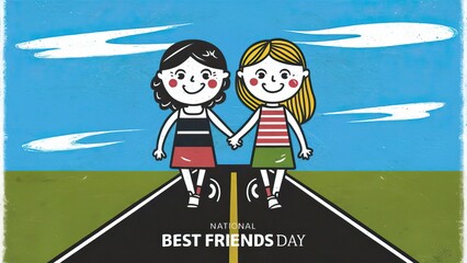 Friends Day, National Best Friends Day, National Best Friends Day Poster, Happy National Best Friends Day, International Friendship Day, Illustration, Friendship Day, Best Friends Day, Poster, Post, 