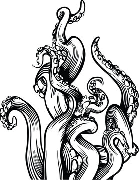 recommend clip art: Silhouette of octopus tentacles, vector illustration.