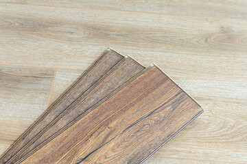 Wooden floor samples of laminate. Timber, laminate flooring.