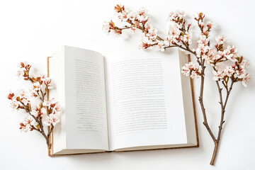 Open Book with Cherry Blossoms