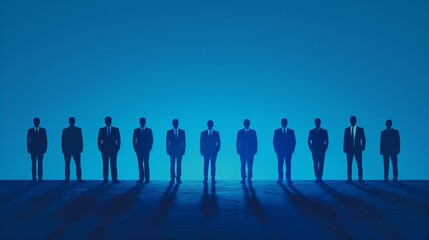 Group of People Standing in Front of Blue Wall