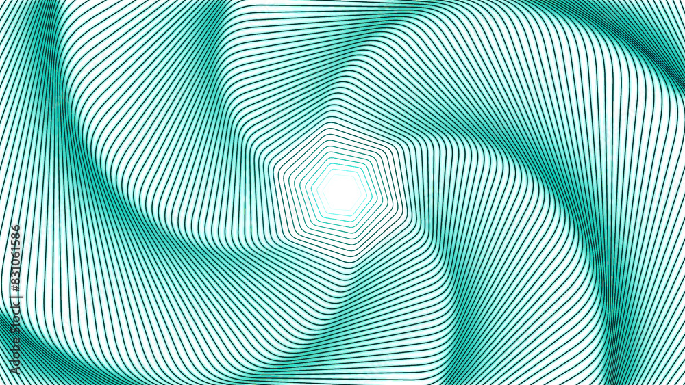Poster animated green rotating spiral pattern background. design. trembling lines creating effect of glitch
