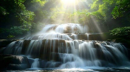 serene waterfall greenery