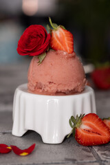 Strawberry ice cream with rose water