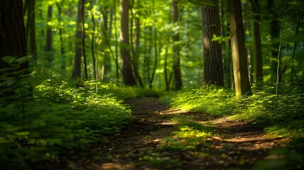 Obraz premium summer forest paths green img