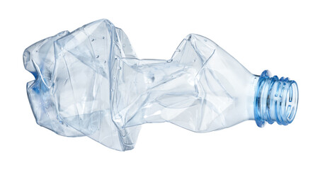 Crumpled disposable plastic bottle isolated on white