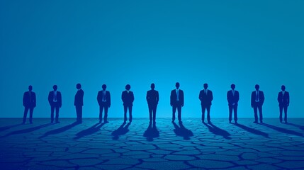Group of People Standing in Front of Blue Wall