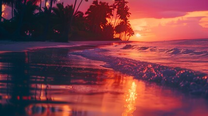 evening beach sunset lights