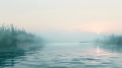 quiet river mist sunrise soft img