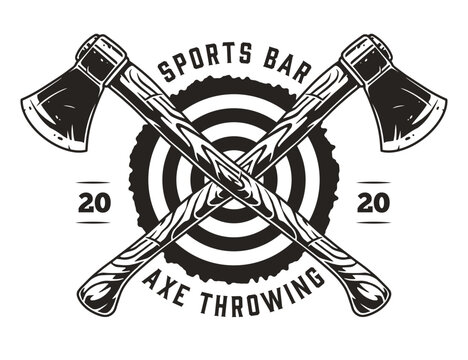 Axe throwing monochrome vintage sticker