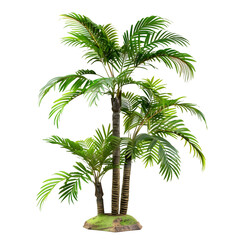 Fototapeta premium Lush Artificial Palm Trees With Greenery, Isolated on a White Background, Graphic Resource
