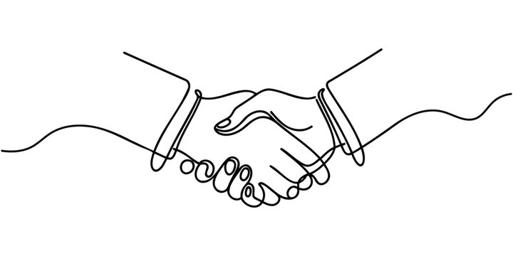 recommend clip art: Handshake continuous line vector drawing. Business agreement vector concept.