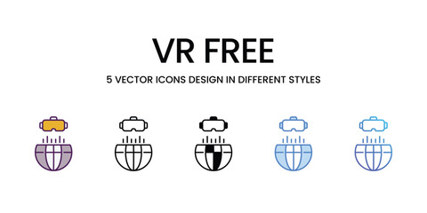 Vr free icons vector set stock illustration.