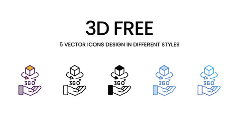 3d free icons vector set stock illustration.