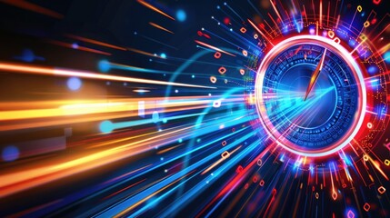 High-Speed Data Transfer Connection Vector Background for Database Acceleration