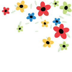Decorative flowers and leaves. Cute Floral Pattern with Simple Small Flowers