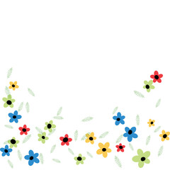 Decorative flowers and leaves. Cute Floral Pattern with Simple Small Flowers