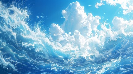 Obraz premium Vibrant water-themed illustration with an anime-inspired aesthetic for your background.