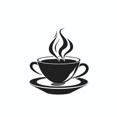 Obraz premium Black Coffee Cup with Steam on White Background Warm Beverage Symbol Morning Drink Icon Relaxation