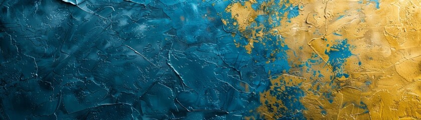 Blue and gold glossy paint textures provide a stunning backdrop.