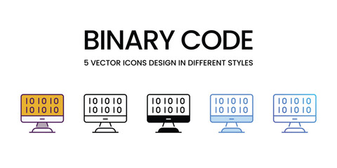 Binary Code icons vector set stock illustration.