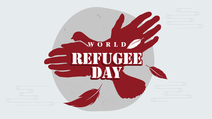 concept design commemorating world refugee day. migrating or escaping from an area due to war, crime, violent behavior.