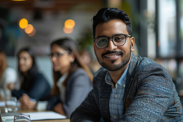 Fototapeta premium young indian business people discussing together at office