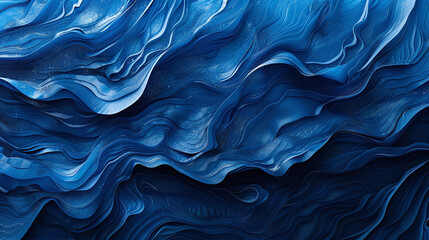 Obraz premium Abstract Deep Blue Wavy Layers Oceanic Flow Background with Textured Surfaces and Sparkling Elements