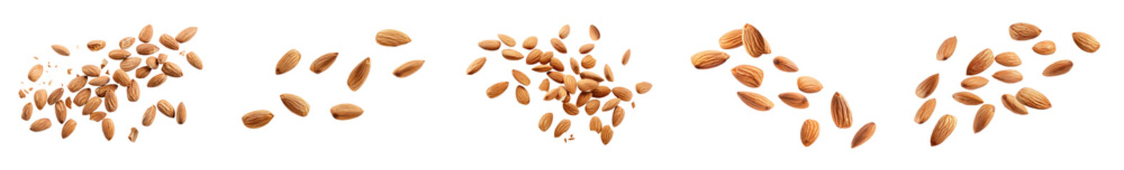Obraz premium Scattered pile of fresh almonds, cut out - stock png.