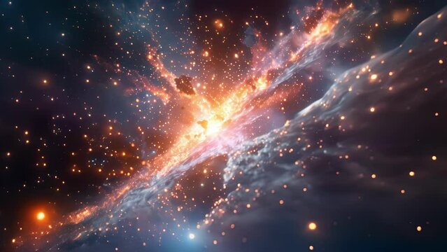 The expedition encountering a of highly unstable particles creating a breathtaking display of light and energy.