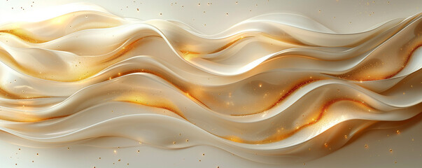 Obraz premium A luxury light golden wavy background with organic fluid shapes, wallpaper, backdrop, illustration