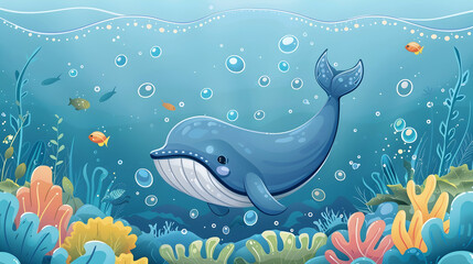 Illustration of dolphin in the sea