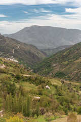 mountainous landscape in nature with a small white village