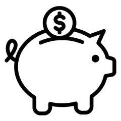 Piggy Bank Icon in Line Style