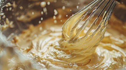 Whisk Mixing Smooth Creamy Batter
