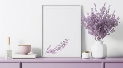 Contemporary Frame Mockup in White and Grey Room, Ideal for Modern Art Displays, Chic and Understated