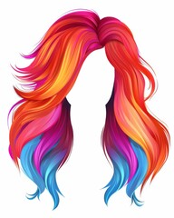 A woman showcases vibrant hues in her long hair, resembling a cascade of rainbow colors