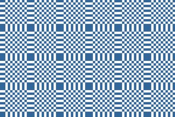 Seamless Geometric Chequered Pattern. Abstract Checked Blue Texture and Background. 