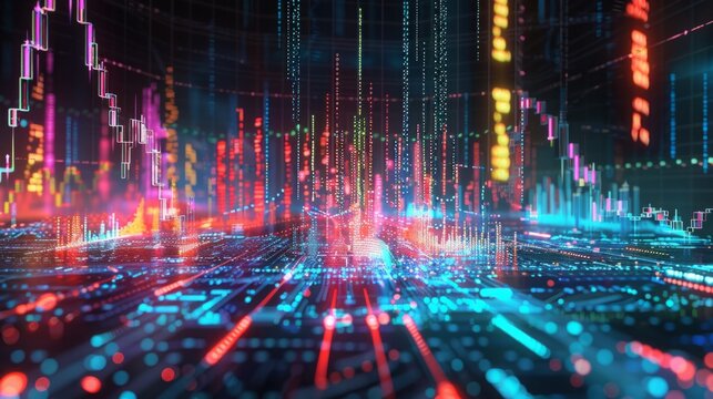 Dynamic display of vibrant colorful lights intersecting with lively lines in an abstract composition. - Powered by Adobe