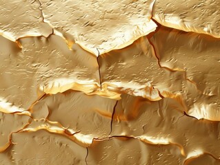 Generate a seamless, high-resolution texture of a gold surface with a cracked paint effect.