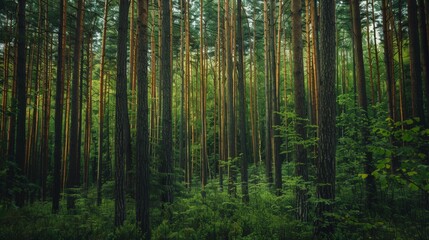 A dense forest served as the background, with tall trees stretching towards the sky and their leaves creating a rich tapestry of greens and browns. 