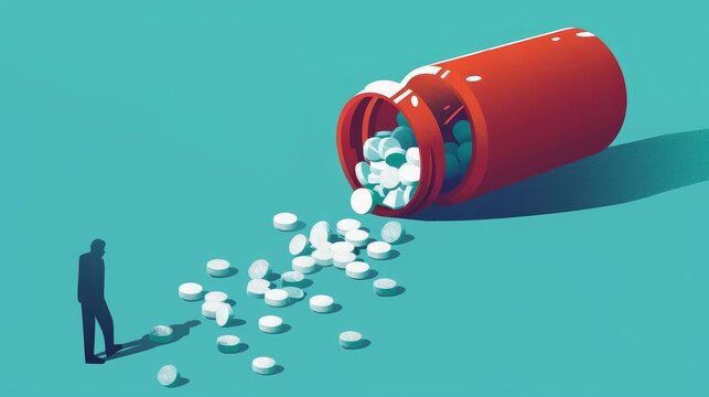 opioid crisis prescription peril addiction epidemic concept conceptual illustration
