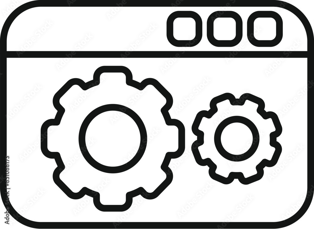 Wall mural Simple line icon featuring two cogwheels, symbolizing website settings or configuration