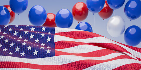 Fototapeta premium Fourth of july, USA Independence Day greeting card. 3d render.