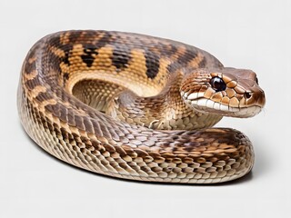 An Inland Taipan snake on a white background. AI generated image