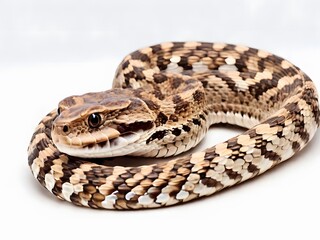 A Puff Adder snake on a white background. AI generated image