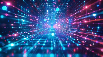 Fototapeta premium 80s retro scifi background futuristic grid landscape digital cyber surface synthwave wireframe net illustration neon lights