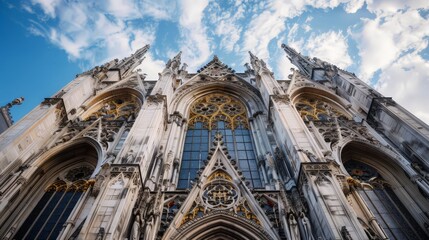 Fototapeta premium Admiring the intricate details of Gothic architecture in historic cathedrals and churches. 